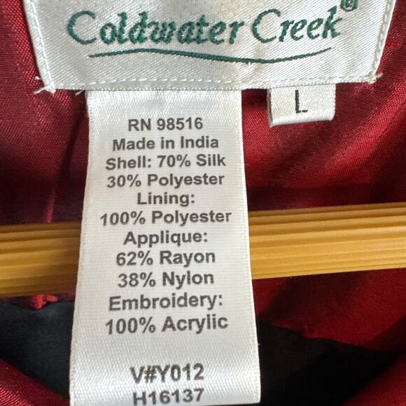 Vintage Women’s Red Silk Blazer Jacket Black Beaded Appliqués Size L Statement - Picture 7 of 10